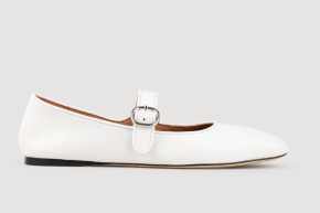 Sandro Shiny White Leather Ballet Flats 4