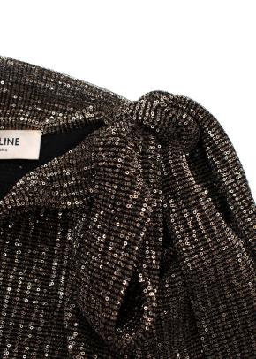 Celine Sequin Tie Neck Loose Blouse 5