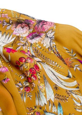 Carine Gilson Mustard and Fuschia Printed Silk Belted Robe 5