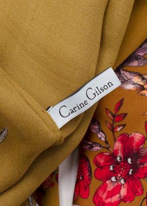 Carine Gilson Mustard and Fuschia Printed Silk Belted Robe 9