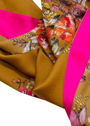 Carine Gilson Mustard and Fuschia Printed Silk Belted Robe 11