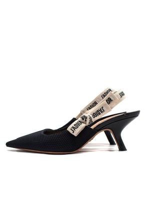 Dior J'Adior Black Textured Slingback Kitten Heels 3
