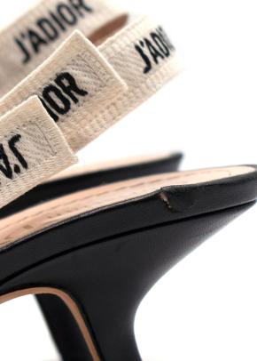 Dior J'Adior Black Textured Slingback Kitten Heels 4