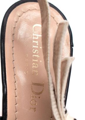 Dior J'Adior Black Textured Slingback Kitten Heels 5