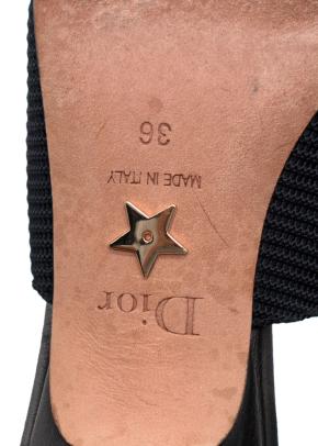Dior J'Adior Black Textured Slingback Kitten Heels 8