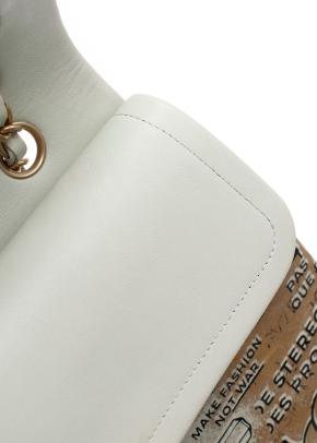 Chanel  Lambskin Hand Painted Feministe Newsprint Medium Double Flap Bag 20