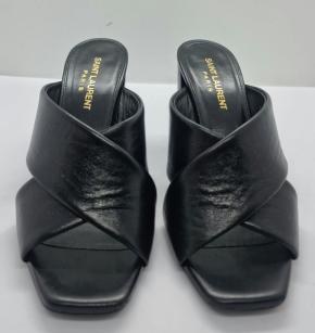 Saintt Laurent Black Leather Loulou Mules 2