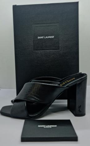 Saintt Laurent Black Leather Loulou Mules 10