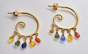 Bespoke Multi Colour Briolette Sapphire Earrings 7