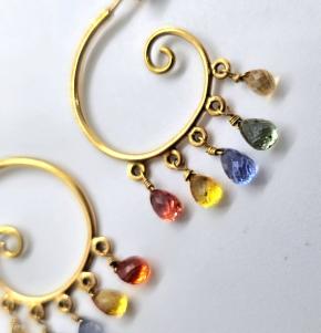 Bespoke Multi Colour Briolette Sapphire Earrings 5
