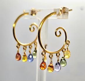 Bespoke Multi Colour Briolette Sapphire Earrings 6