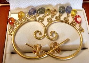 Bespoke Multi Colour Briolette Sapphire Earrings 3