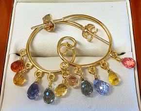 Bespoke Multi Colour Briolette Sapphire Earrings 10