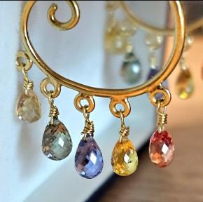 Bespoke Multi Colour Briolette Sapphire Earrings 4