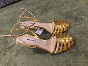 Miu Miu Gold Leather Sandals 5