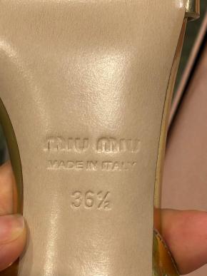 Miu Miu Gold Leather Sandals 2