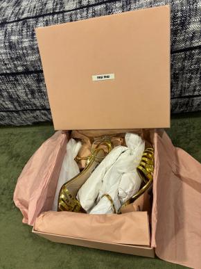 Miu Miu Gold Leather Sandals 7
