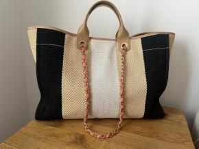 Chanel Striped Canvas Deauville Bag 3