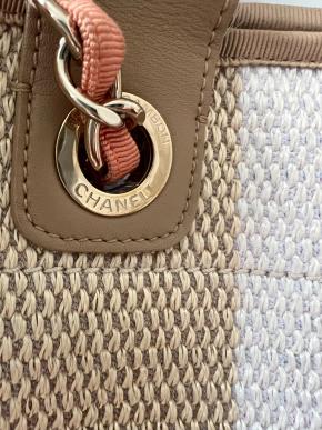 Chanel Striped Canvas Deauville Bag 13