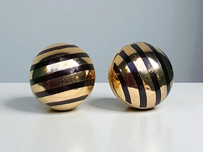 Bespoke Gold And Enamel Dome Earrings 10mm 4