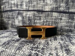 Herems Black Leather H Belt 70 Cms 4