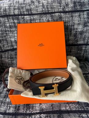 Herems Black Leather H Belt 70 Cms 6