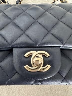 Chanel Quilted Navy Square Mini Flap Bag 6