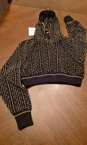 Balmain Brown/Gold Velour Hoodie 4