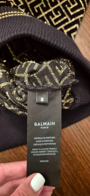 Balmain Brown/Gold Velour Hoodie 7