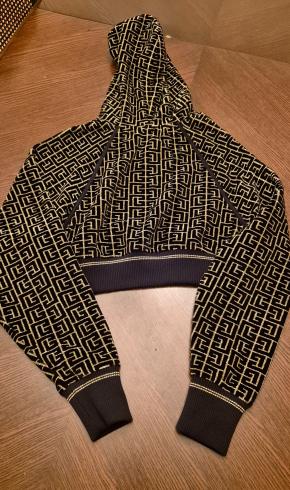 Balmain Brown/Gold Velour Hoodie 5