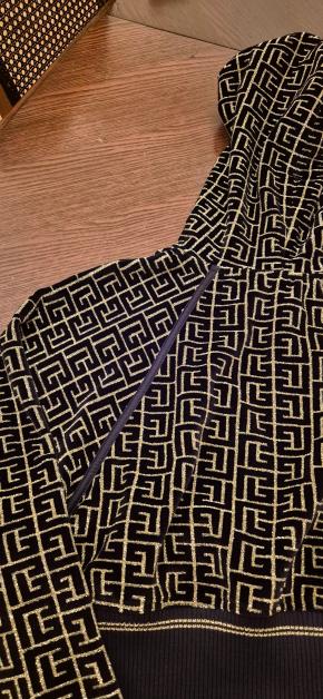 Balmain Brown/Gold Velour Hoodie 9