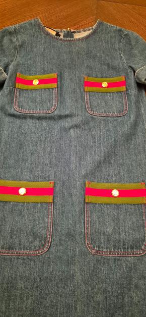 Blue Cotton Denim/Web Detail Mini Dress 5