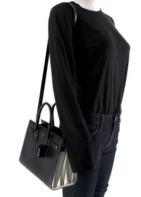 Saint Laurent Black and White Sac Du Jour Bag with Detachable Strap 6
