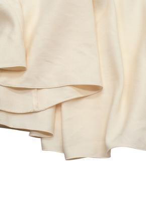 Chloe Flutter Sleeve Seedpearl Beige Midi Dress with Shirred Front Detailing 7
