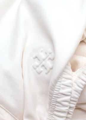 Tory Burch French Terry Logo Cream Sweatpants and Button Jumper Set 11