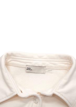 Tory Burch French Terry Logo Cream Sweatpants and Button Jumper Set 7