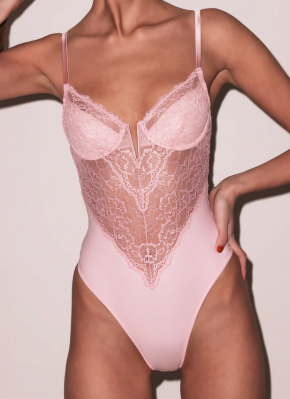 Fleur Du Mal Peach Blossom Lace Bodysuit 4
