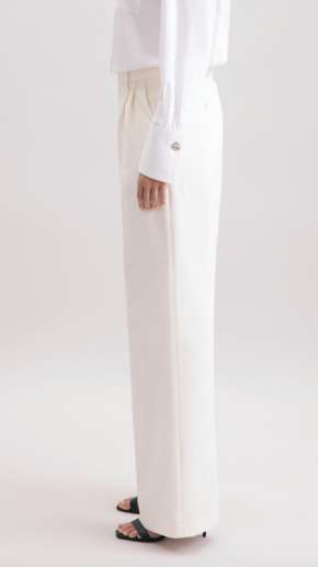 Cloudy x Seidensticker Cream Cotton Twill Trousers 4