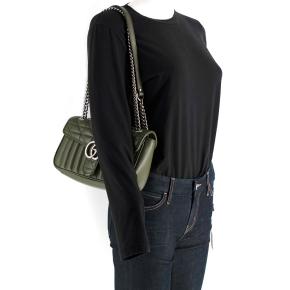 Gucci Dark Olive GG Marmont Medium Flap Bag 9