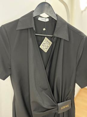 Loewe Black Draped Cotton Dress 5