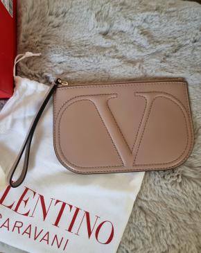 Valentino Beige Leather Wrist Clutch 5