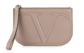 Valentino Beige Leather Wrist Clutch 2
