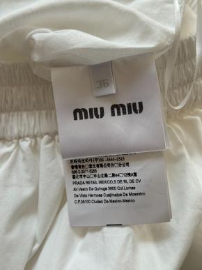 Miu Miu White Cotton Poplin Skirt With Logo Badge 4
