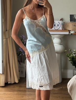 Miu Miu White Cotton Poplin Skirt With Logo Badge 6