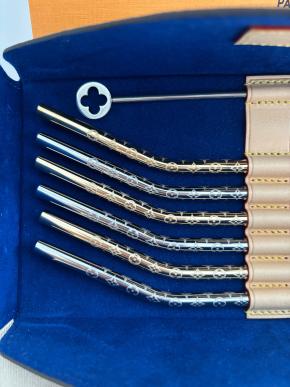 Louis Vuitton Limited Edition Gold And Silver Metal Straw Set 3