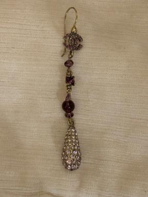 Chanel Plum Crystal Drop Earrings 3