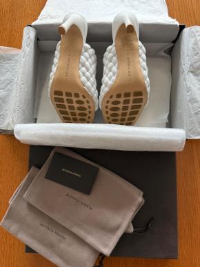 Bottega Veneta White Lido Leather Mules 10
