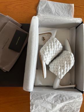 Bottega Veneta White Lido Leather Mules 5