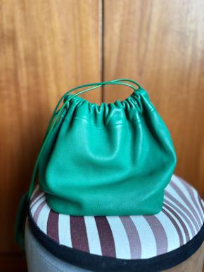 Jil Sander Green Leather Drawstring Bag 4