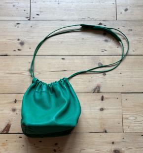 Jil Sander Green Leather Drawstring Bag 2